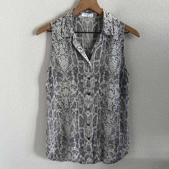 Equipment Femme Snakeskin Silyk Neutral Tank Top Front Button Collar Small - Picture 1 of 7